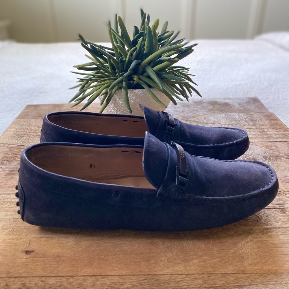 TOD’S - Navy Suede Driver Loafers + Box - Picture 7 of 16